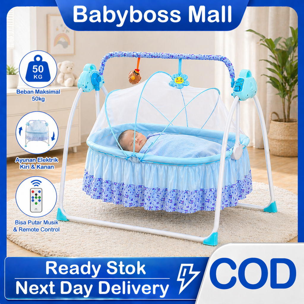 Ayunan Bayi Elektrik Ayunan Bayi Otomatis Tempat Tidur Bayi Goyang Elektrik Bisa dilipat Ayunan Bayi