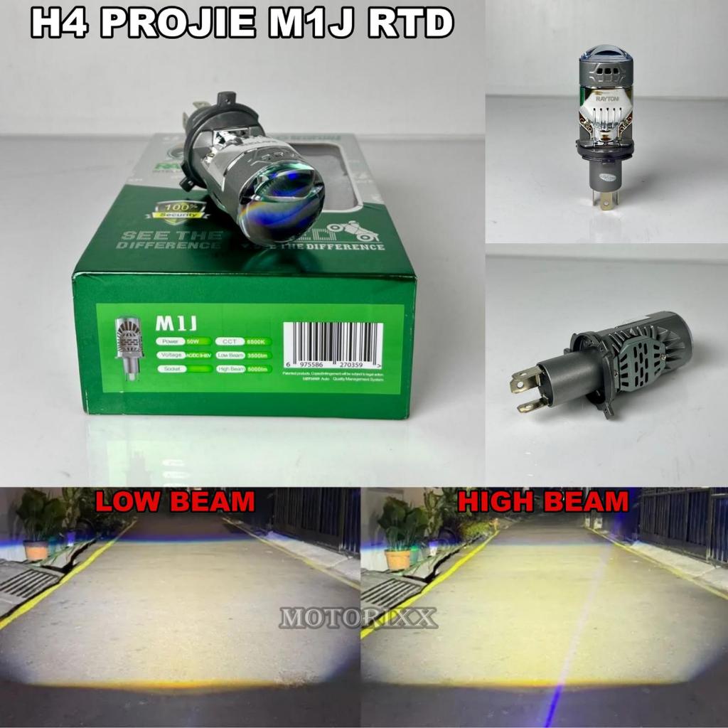 Lampu Utama Mini Biled Projector H4 M1J RTD Rayton Bluelens 50 Watt Kipas Pendingin