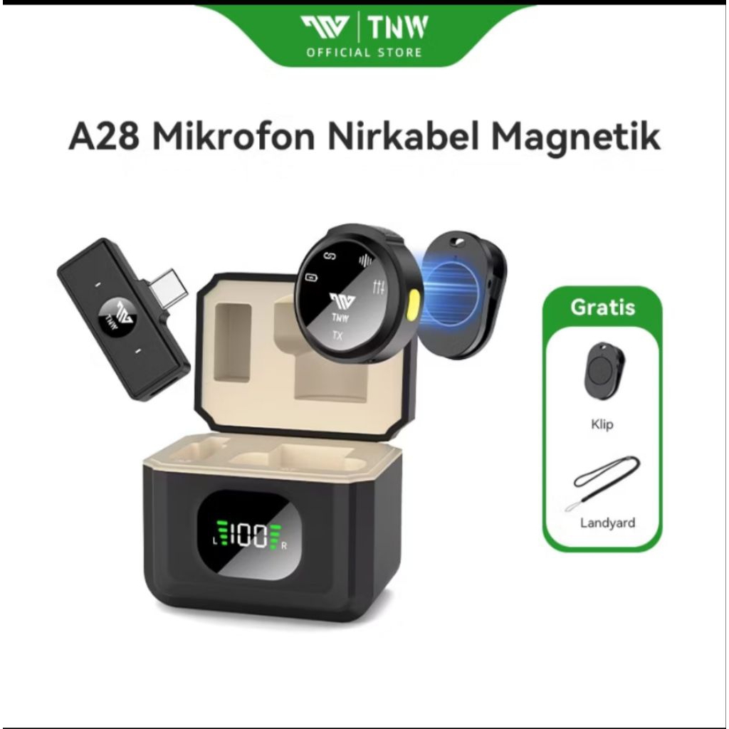TNW A28 Wireless Microphone Magnetic Mikrofon Plug & Play Wireless