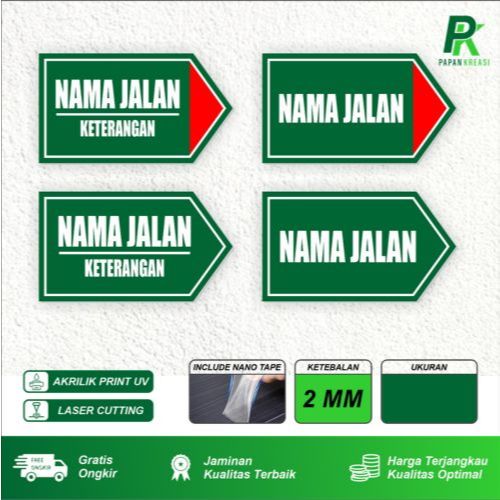 Plang Nama Jalan Akrilik Custom Anti Air
