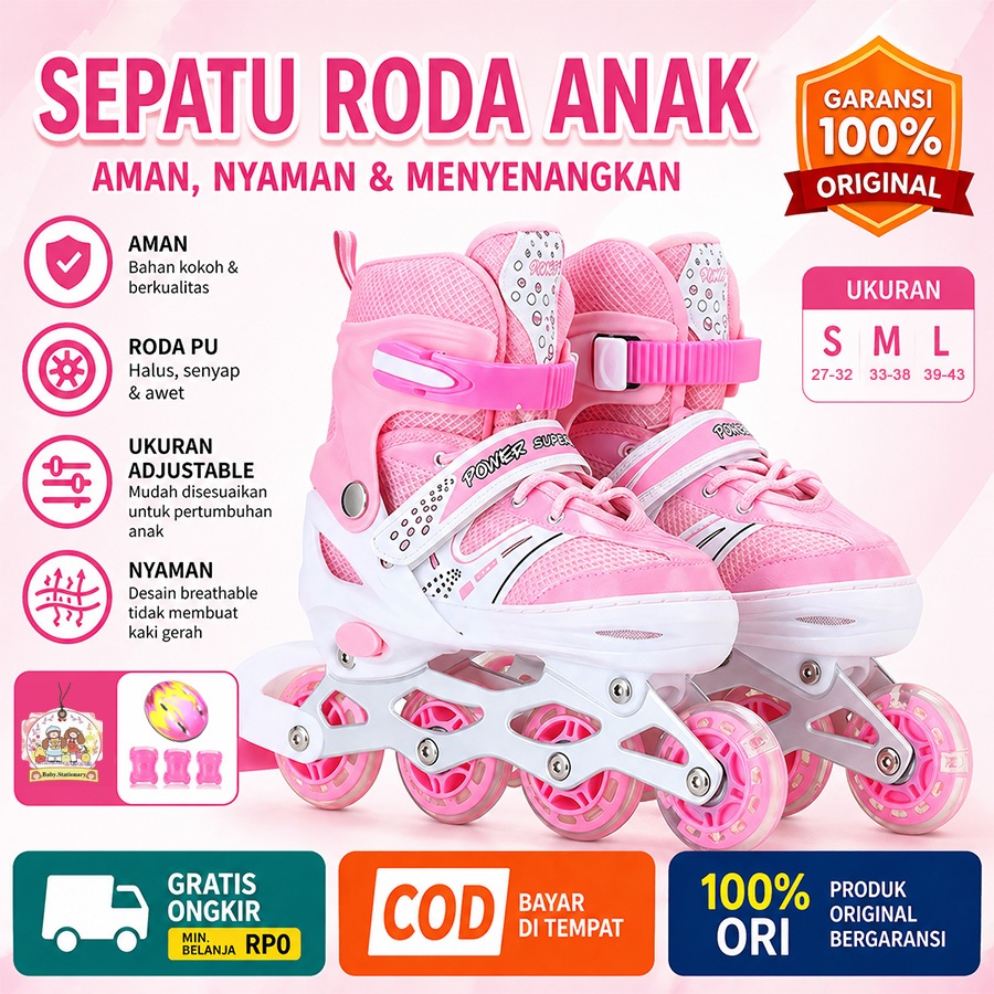 Sepatu roda anak perempuan laki laki dewasaa powerslide sepatu roda anak perempuan