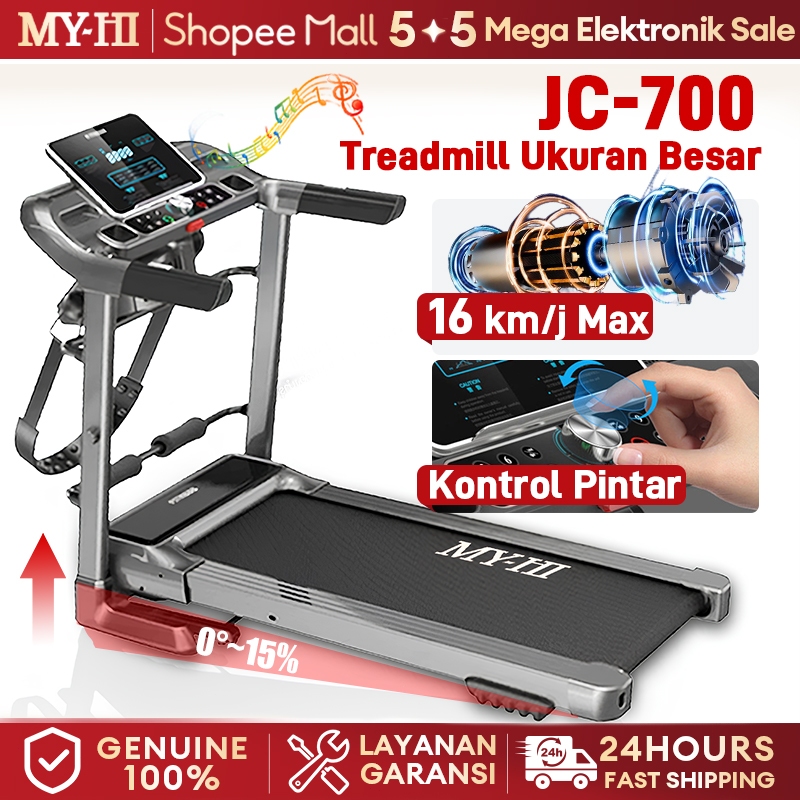 MY-HI  Treadmill Incline JC700 Treadmill Lipat Treadmill Elektrik Bluetooth Musik Treadmill Portable