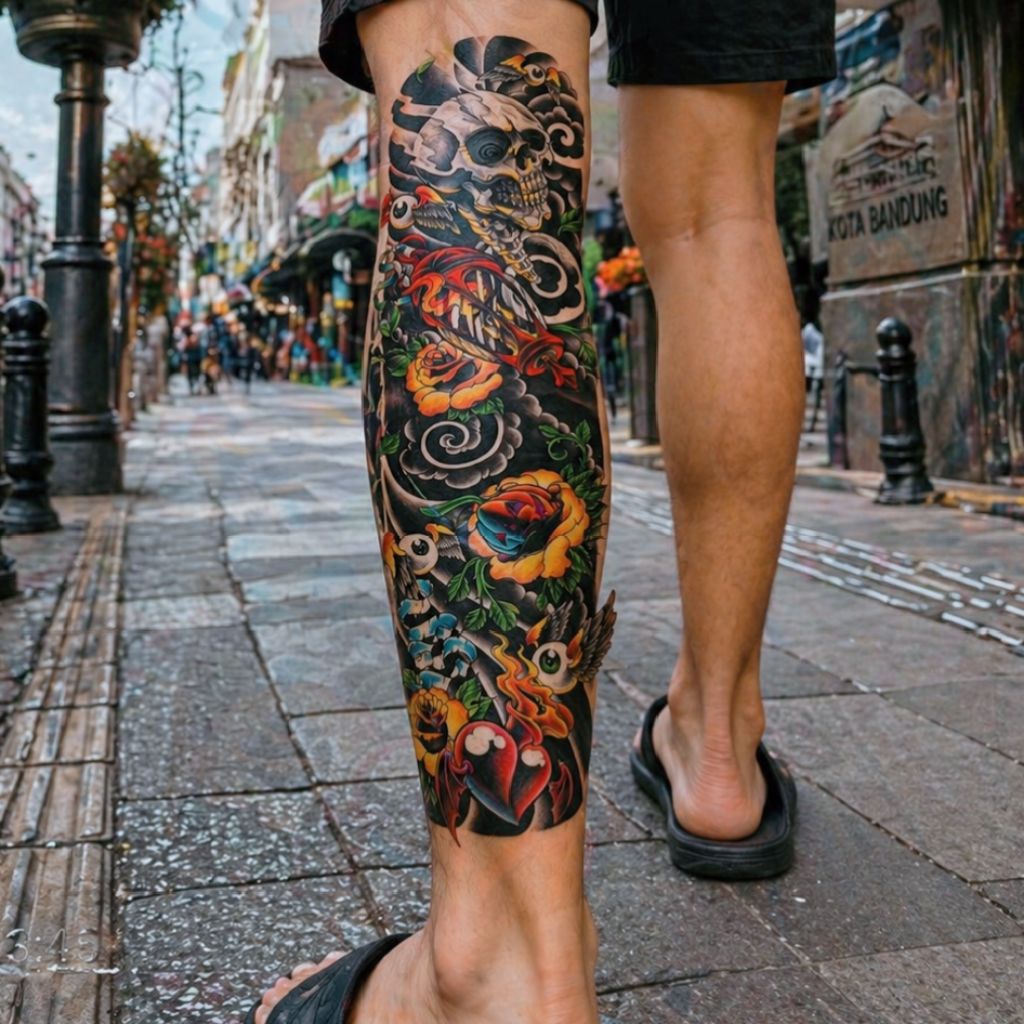 tato temporer full kaki yakuza temporary