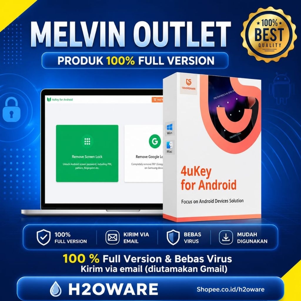 TENORSHARE 4UKEY (PEMBUKA KODE SANDI LAYAR) UNTUK ANDROID - Windows|Android|IOS|Iphone