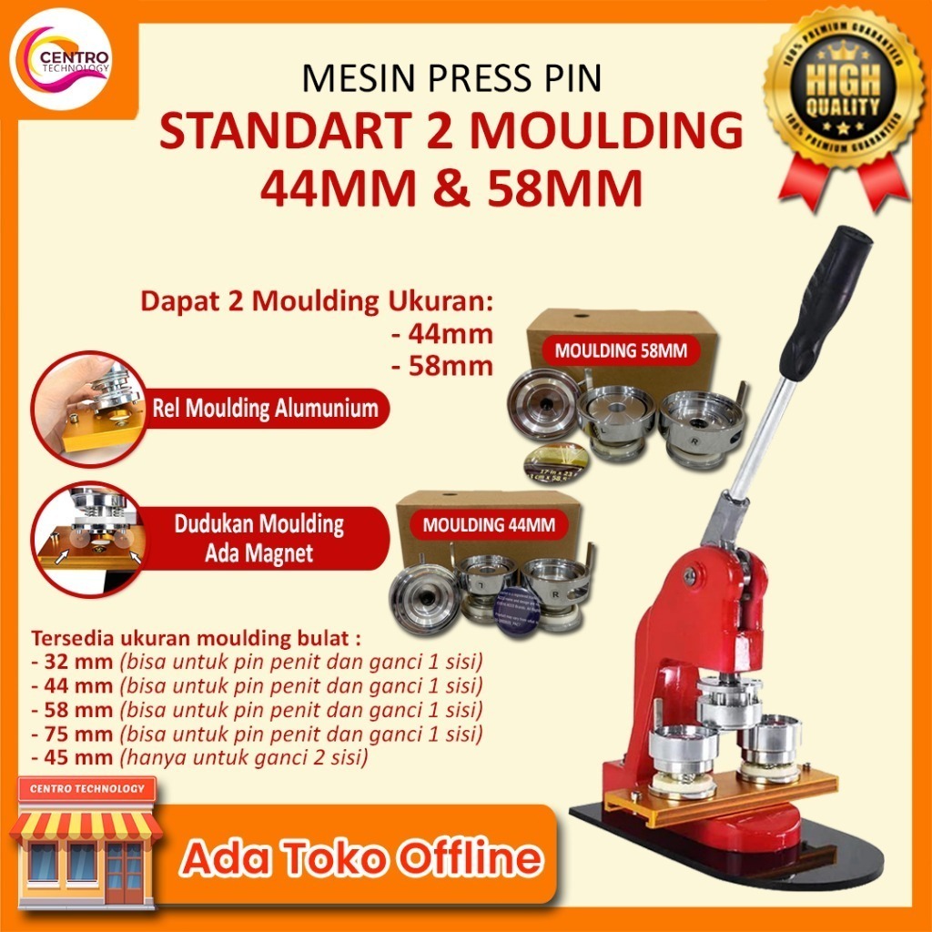 Mesin Press Pin Tipe STANDART Bukan TALENT | Ukuran Moulding 44&58 MM | Mesin Cetak Pin dan Gantunga