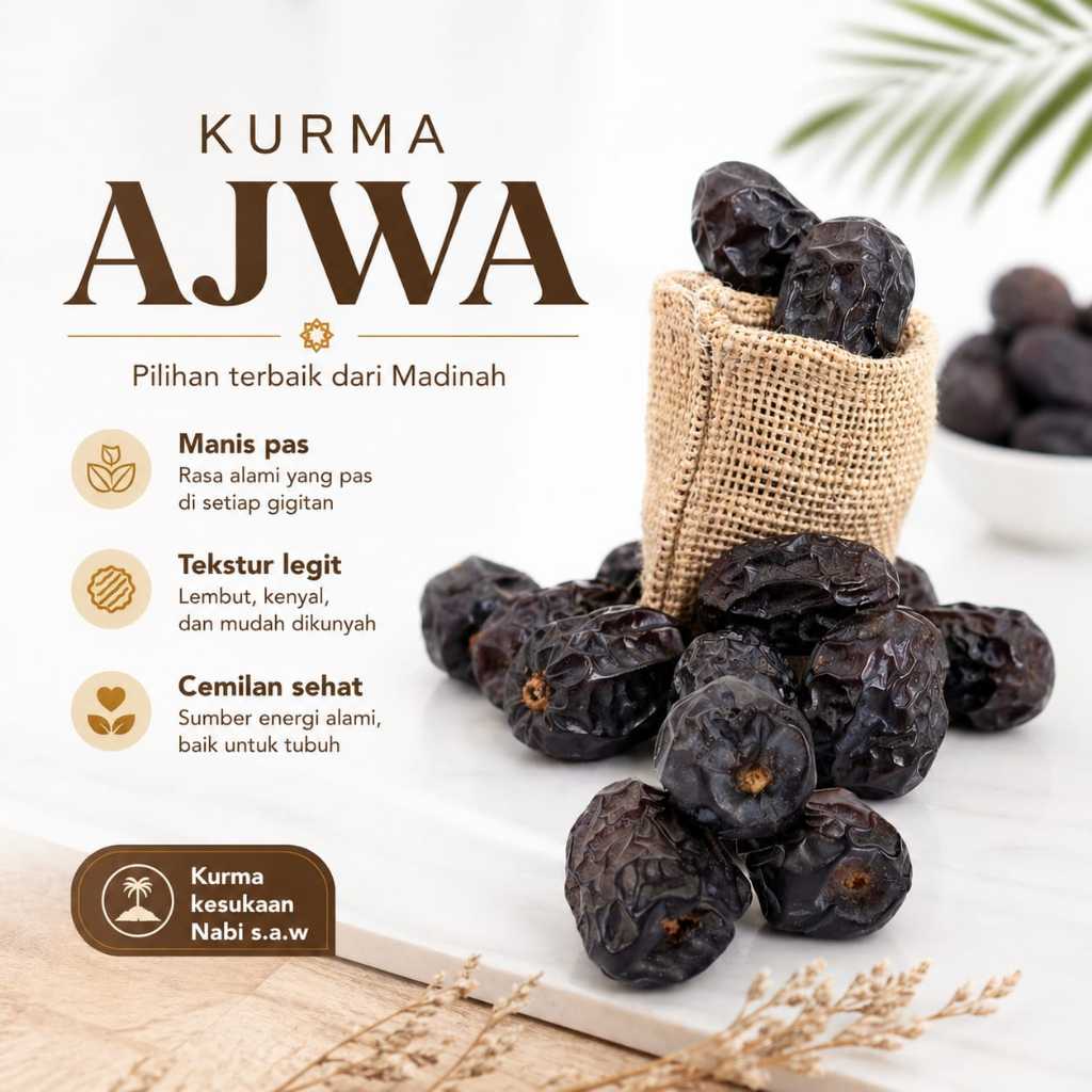 kurma ajwa madinah 1kg premium dates / ajwa madinah dates /kurma ajwa hitam / kurma nabi