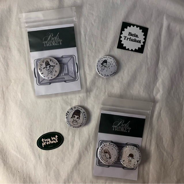 Aesthetic Quote Pin Button bels. trinket | Cute Doodle Vintage Badge