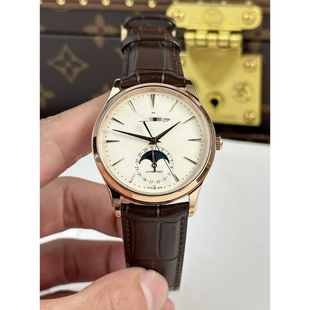 Jam tangan Pria model bulat SW ZF JLC UltraThin Monphase automatic 39MM RoseGold