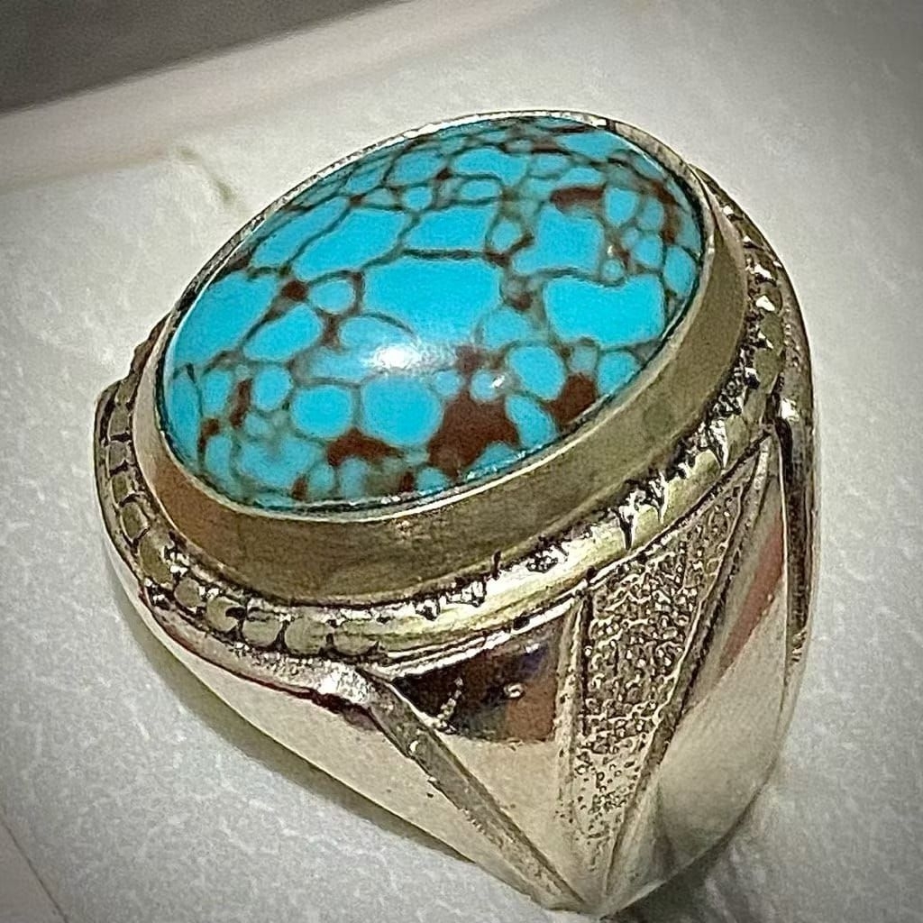 cincin batu akik pirus mesir biru robin urat merah beras wutah