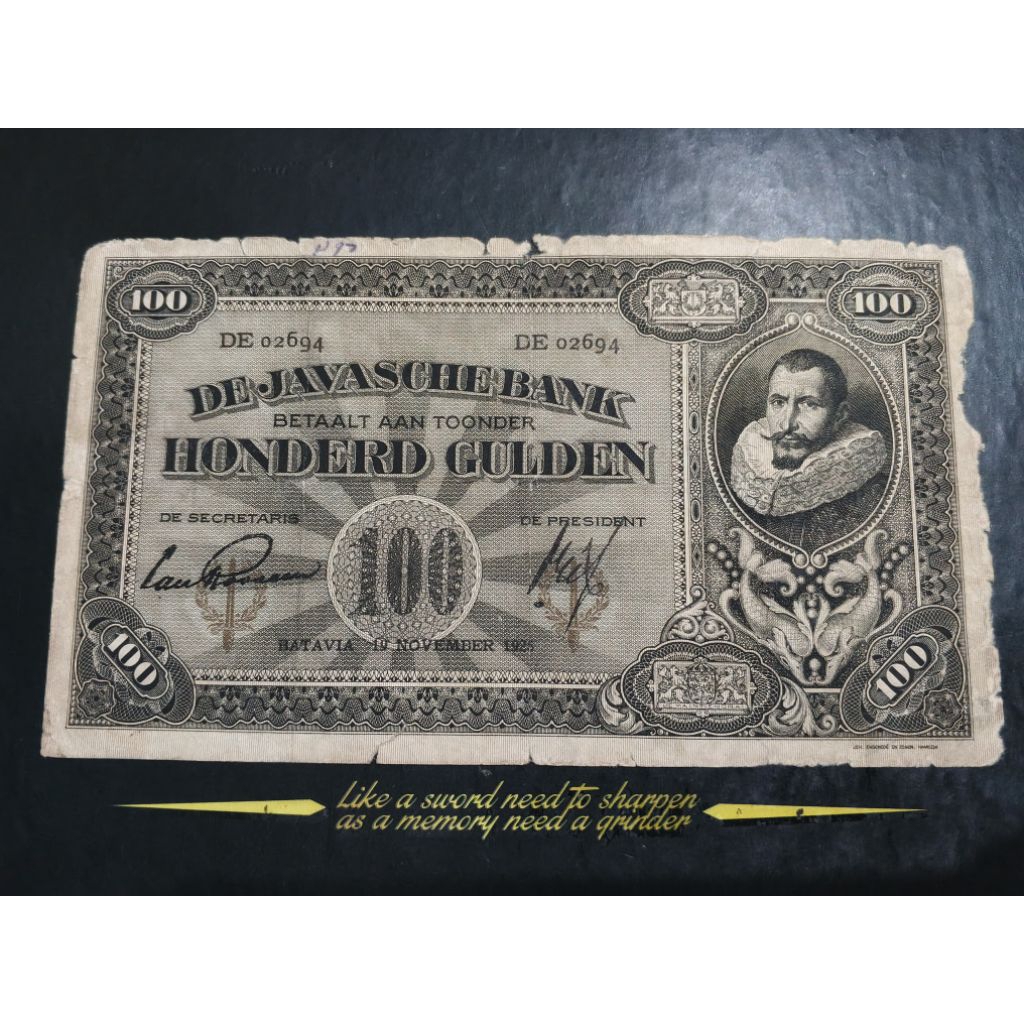 UANG KUNO 100 RUPIAH GULDEN COEN TAHUN 1925 LANGKA