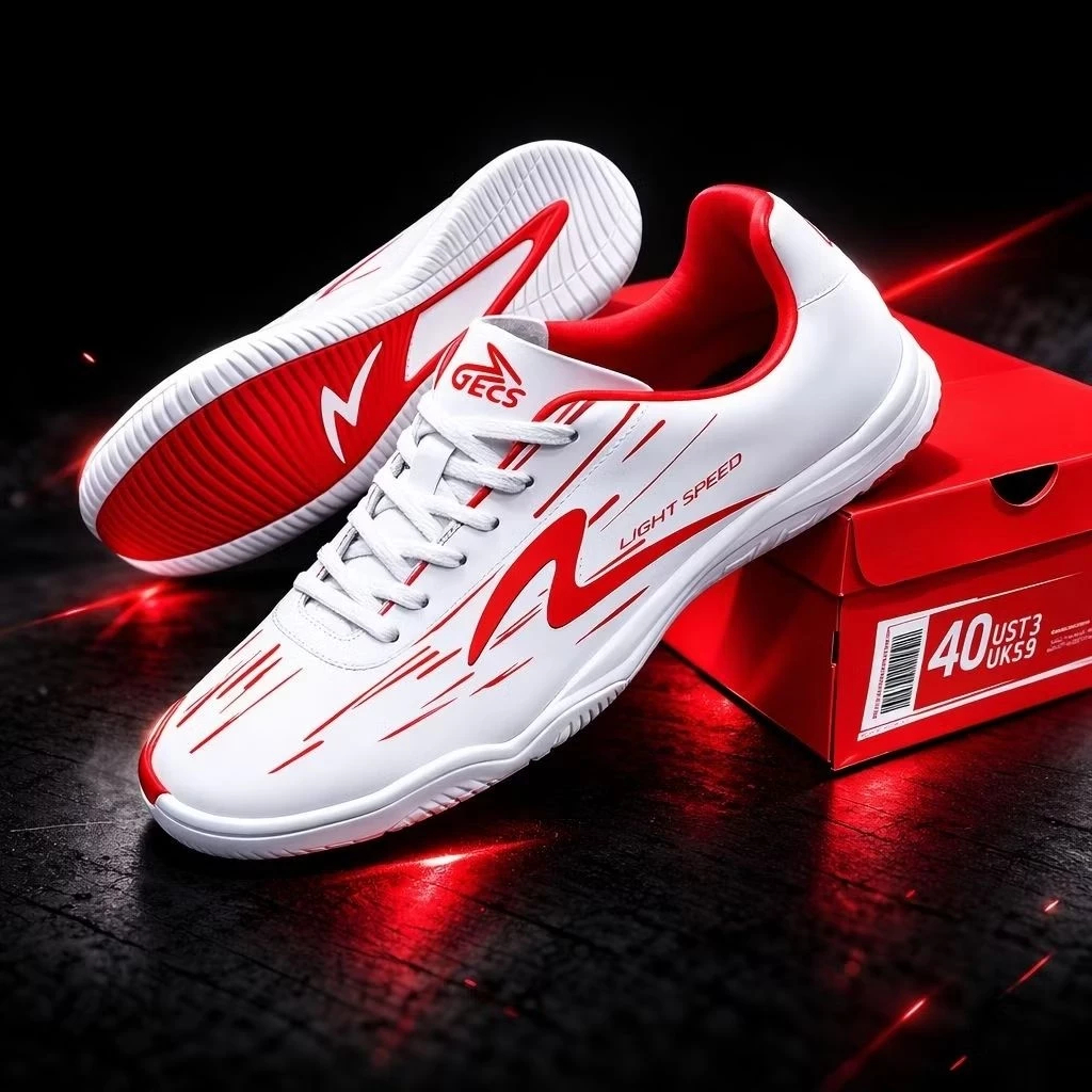 Sepatu Futsal Specs Accelerator Lightspeed Reborn IN - White Red Emporer LS Reborn Pria