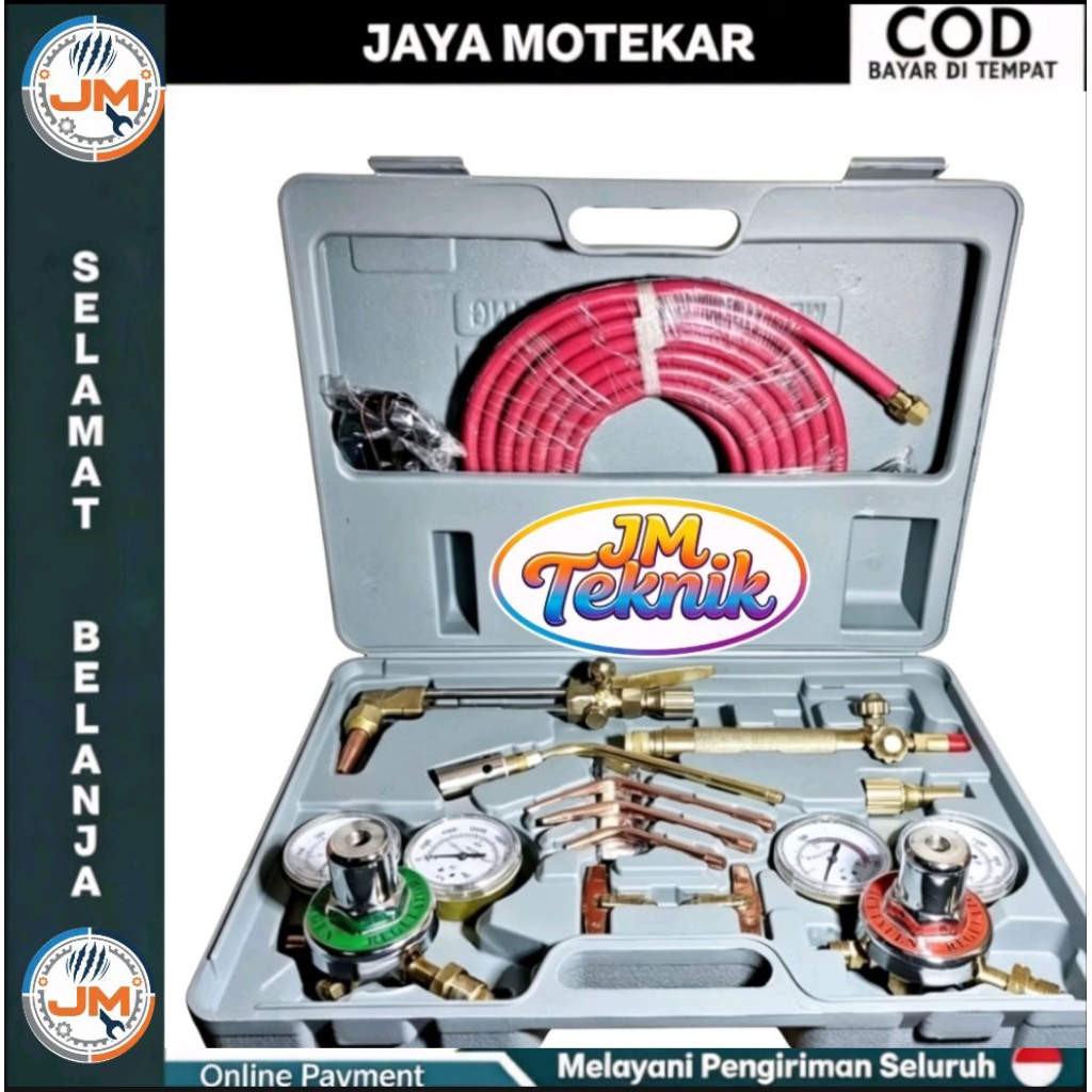 Paket Las Karbit Lengkap Cutting Set OPT Original Regulator Oksigen Acetylene Selang