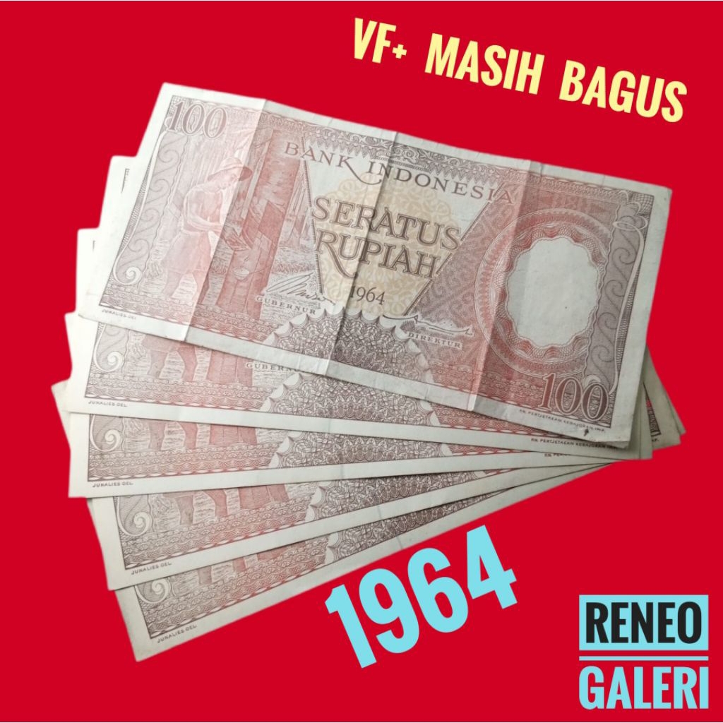 VF+ asli 100 Rupiah Tahun 858 Rp seri pekerja tangan uang kuno Indonesia duit jadul lawas alamak ant