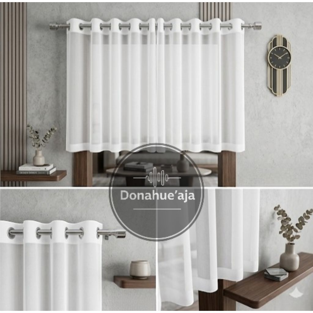 Gorden Poni Smokring Vitrase Voile Polos import Hordeng Putih Jendela Pintu Tirai Minimalis