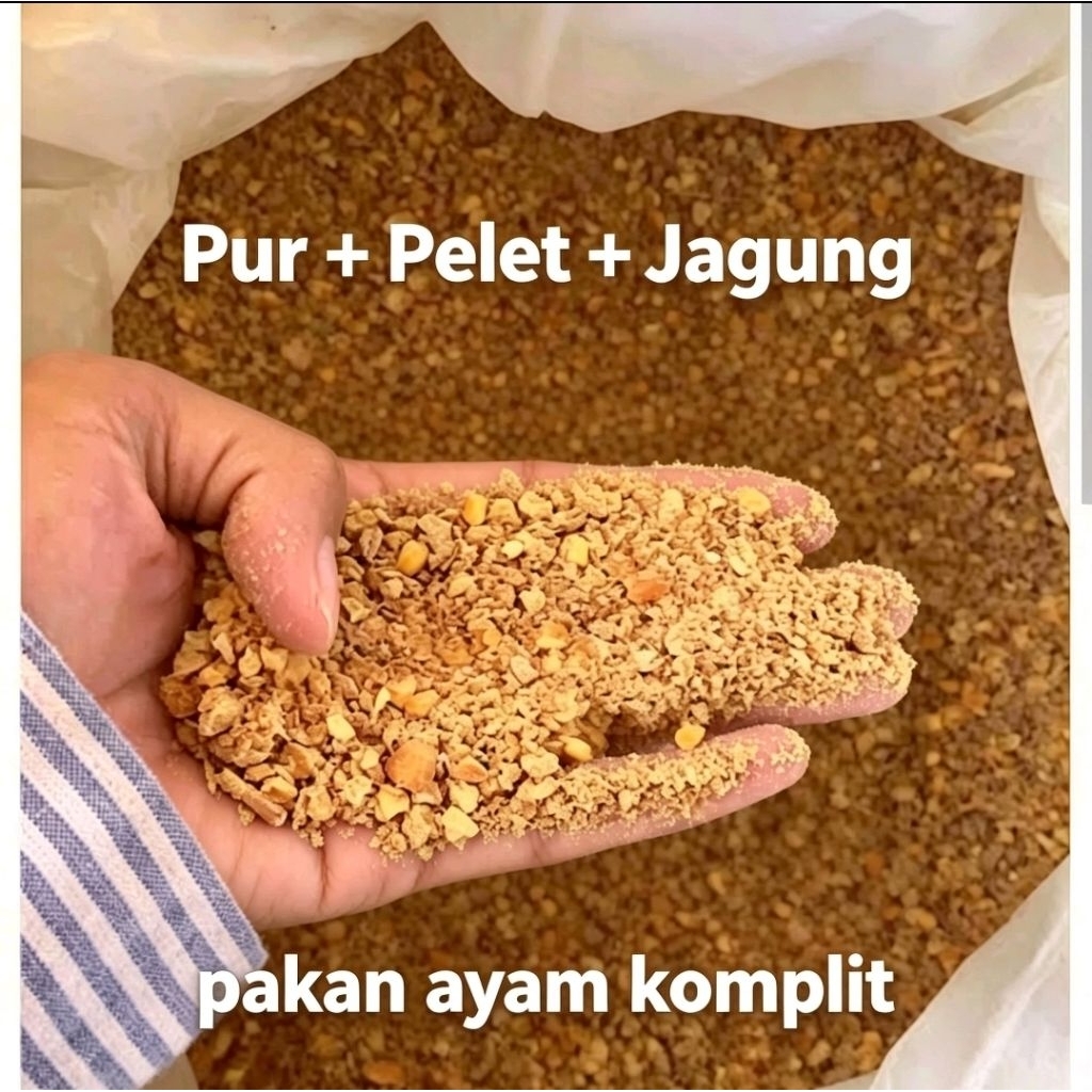 Pakan Burung Pur Ayam pakan ayam bebek puyuh kaya protein +tepung jagung pelet 1kg 1000 gram 1000 gr