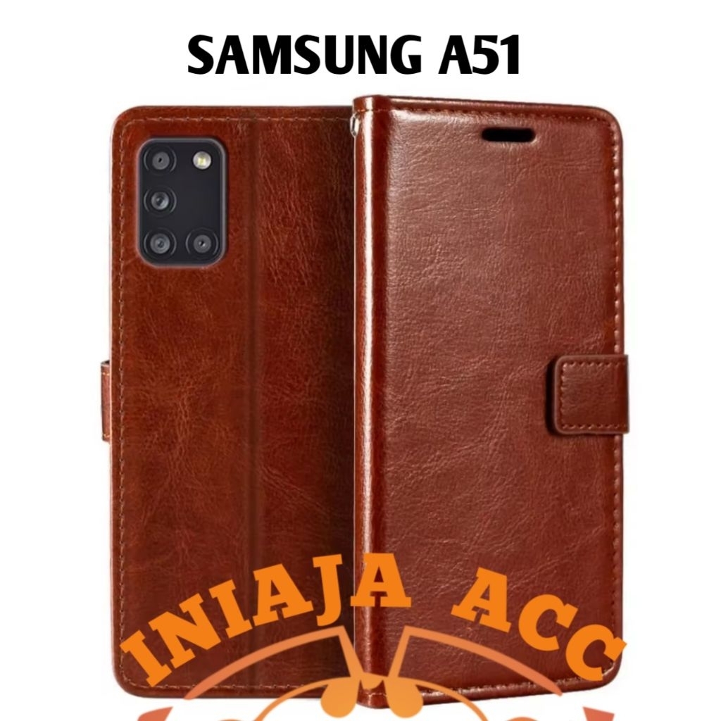 CASE SAMSUNG A51 LEATHER CASE SARUNG HP DOMPET KULIT FLIP COVER CASE BUKA TUTUP KESING DOMPET