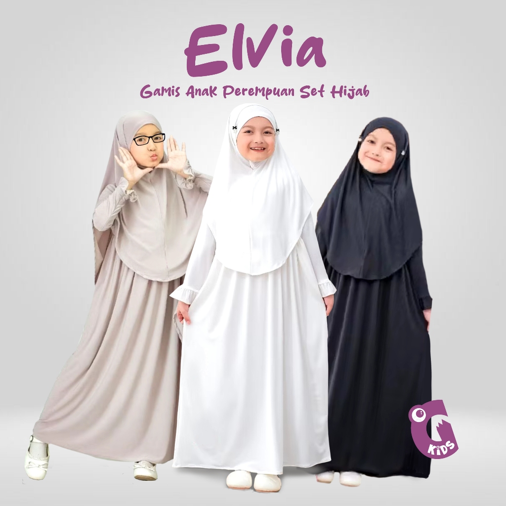 Elvia Gamis Anak Set hijab bahan jersey premium usia 3-12thn