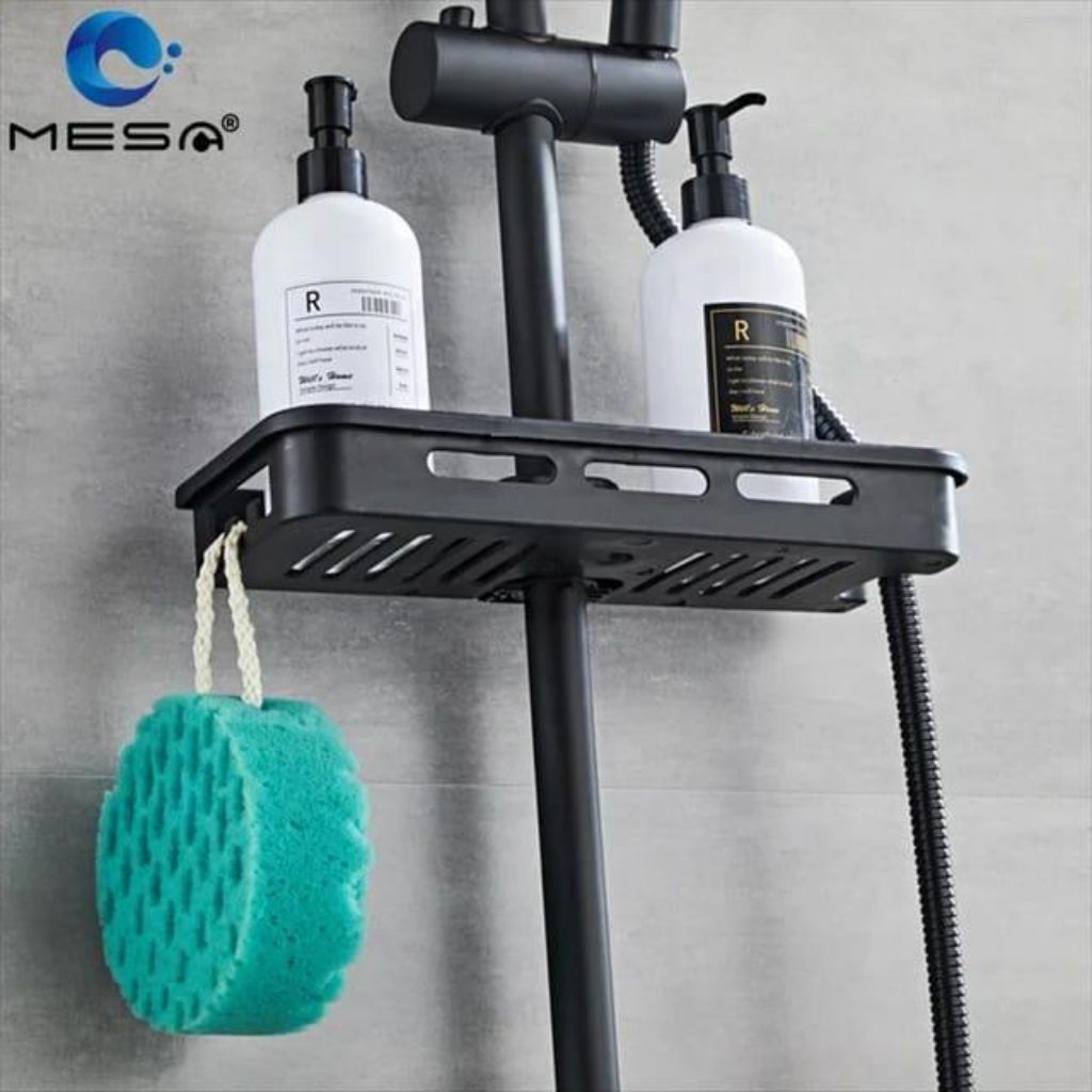Rak Sabun Shower Tiang Plastik Hitam / Shower Pole Soap Rack / Rak Sabun Shower Column / Tempat Sabu