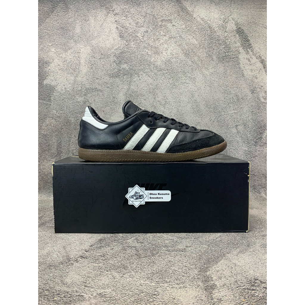 Sepatu Second Casual  Adidas Samba Leather Black  Size 42 2/3 insole 27 cm  Original Guarantee 100%