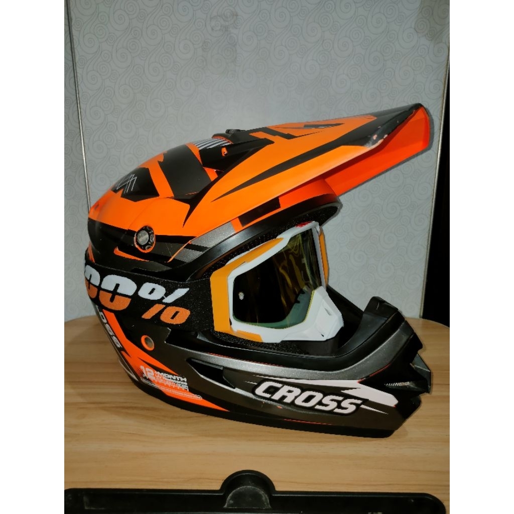 Helm Cross/Trail/Supermoto Cargloss Orange Fluorescent Doff Size XL fit L