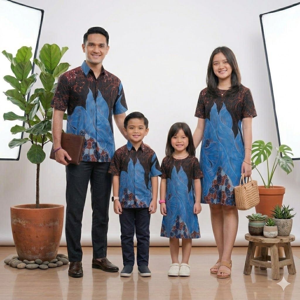 Dress Batik Keluarga - Couple Ayah dan anak - Batik Sarimbit kemeja dam dress - Dress anak dak kemej
