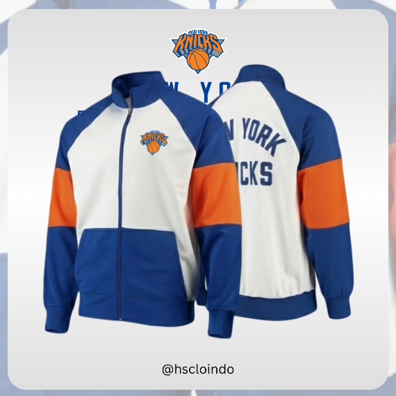 Jaket XS-5XL NEW YORK KNICKS NBA Basketball Team Eastern Conference Tracktop Jacket Bahan Katun Flee