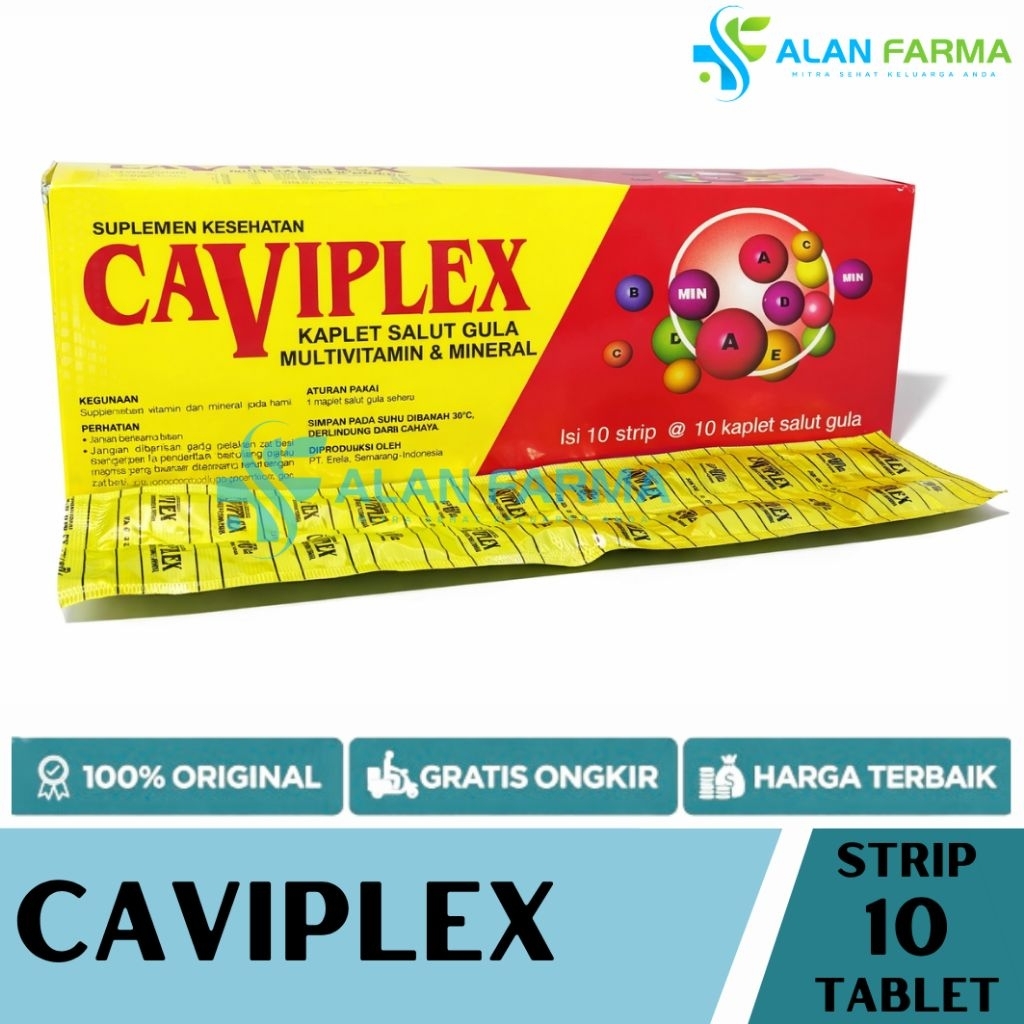 Caviplex Kaplet Strip isi 10 | Caviplex Tablet | Multivitamin dan Mineral | Vitamin