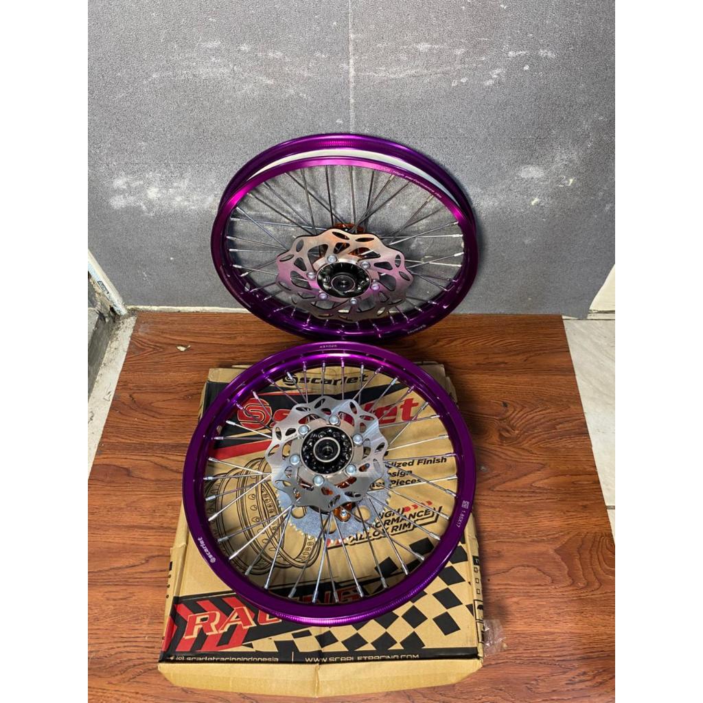Roda Set RBT KLX Velg Scarlet 160/185-17 Tanpa Ban -Dilengkapi Disc +Gear