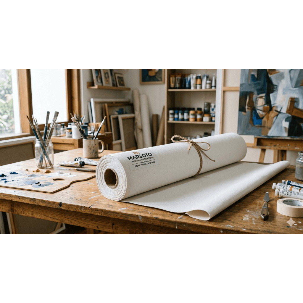 Kanvas Roll Putih MARSOTO PREMIUM 160 x 3 Meter - Kanvas Lukis Marsoto Putih Roll - Kanvas Siap Luki