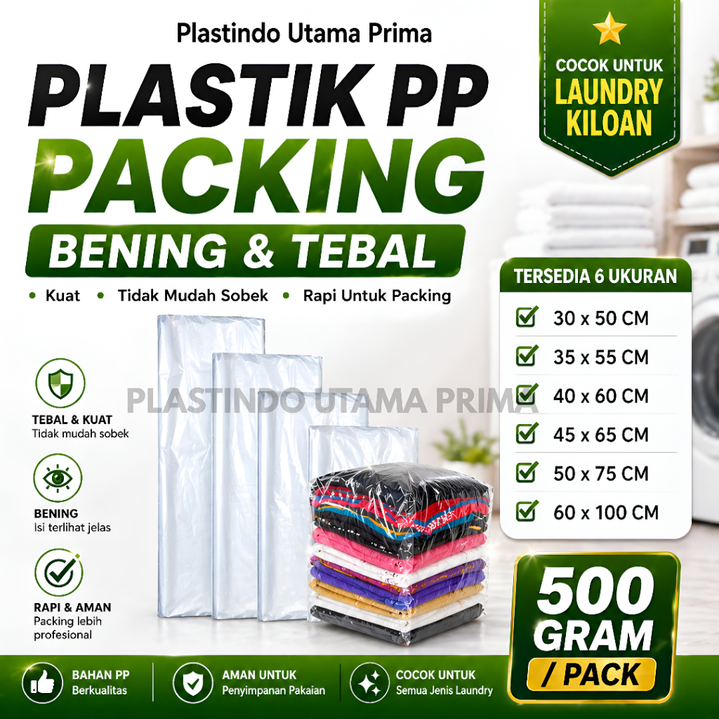 (500 Gram) Plastik PP / Plastik Packing Laundry / Plastik Laundry Kiloan / Plastik Buket / Plastik P