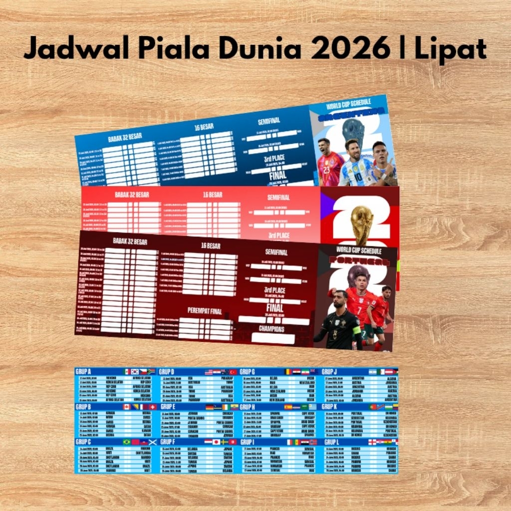 Jadwal Pertandingan Piala Dunia 2026 Terlengkap - Model Lipat Cetak AP260 Tebal - World Cup 2026 Sch