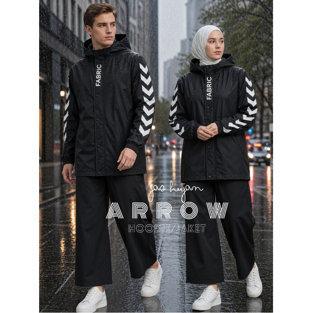 FABRIC Jas Hujan Setelan Jacket Hoodie Arrow- Hitam
