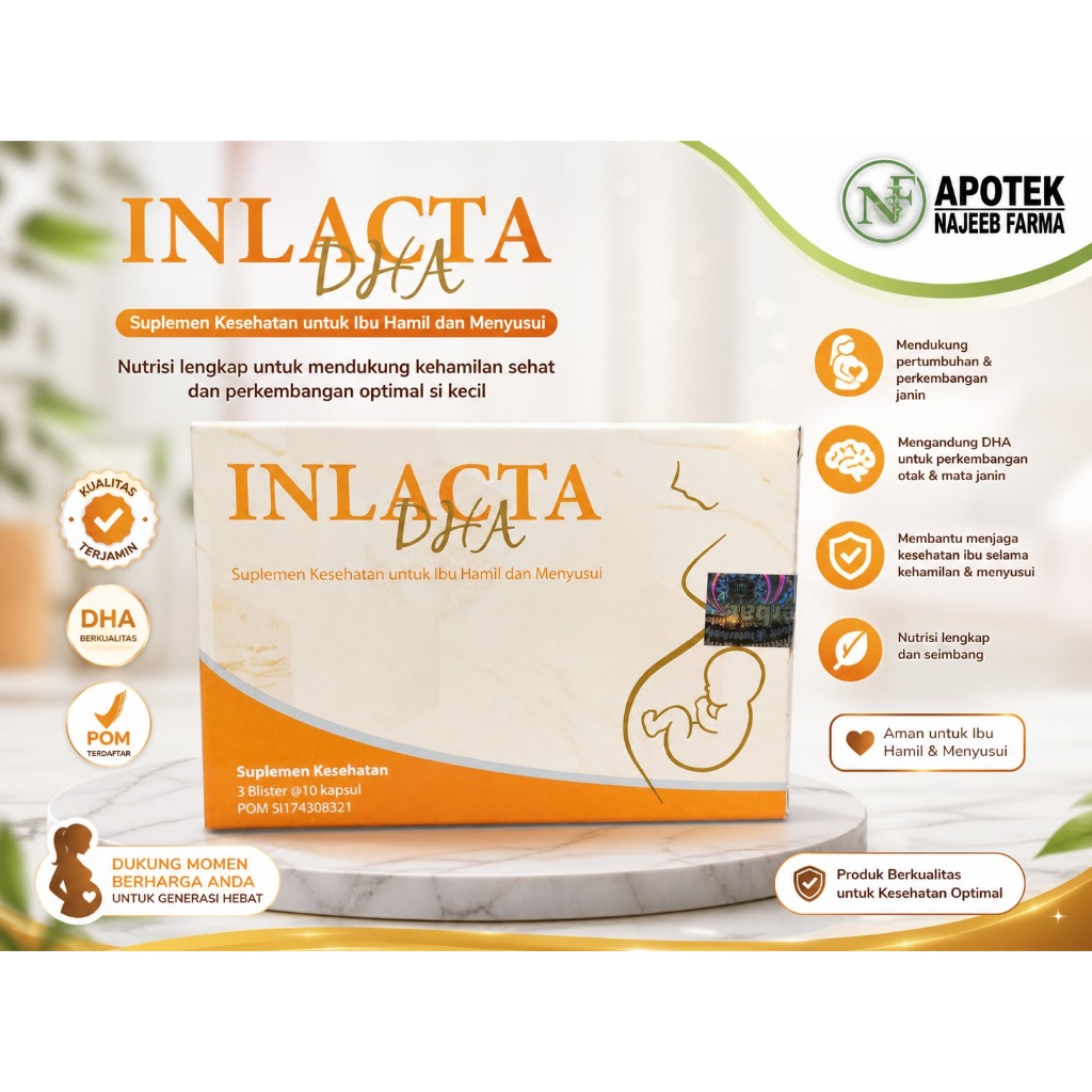Inlacta DHA Suplemen Ibu Hamil dan Menyusui 30 Kapsul Liquid dengan DHA, EPA, dan Vitamin E
