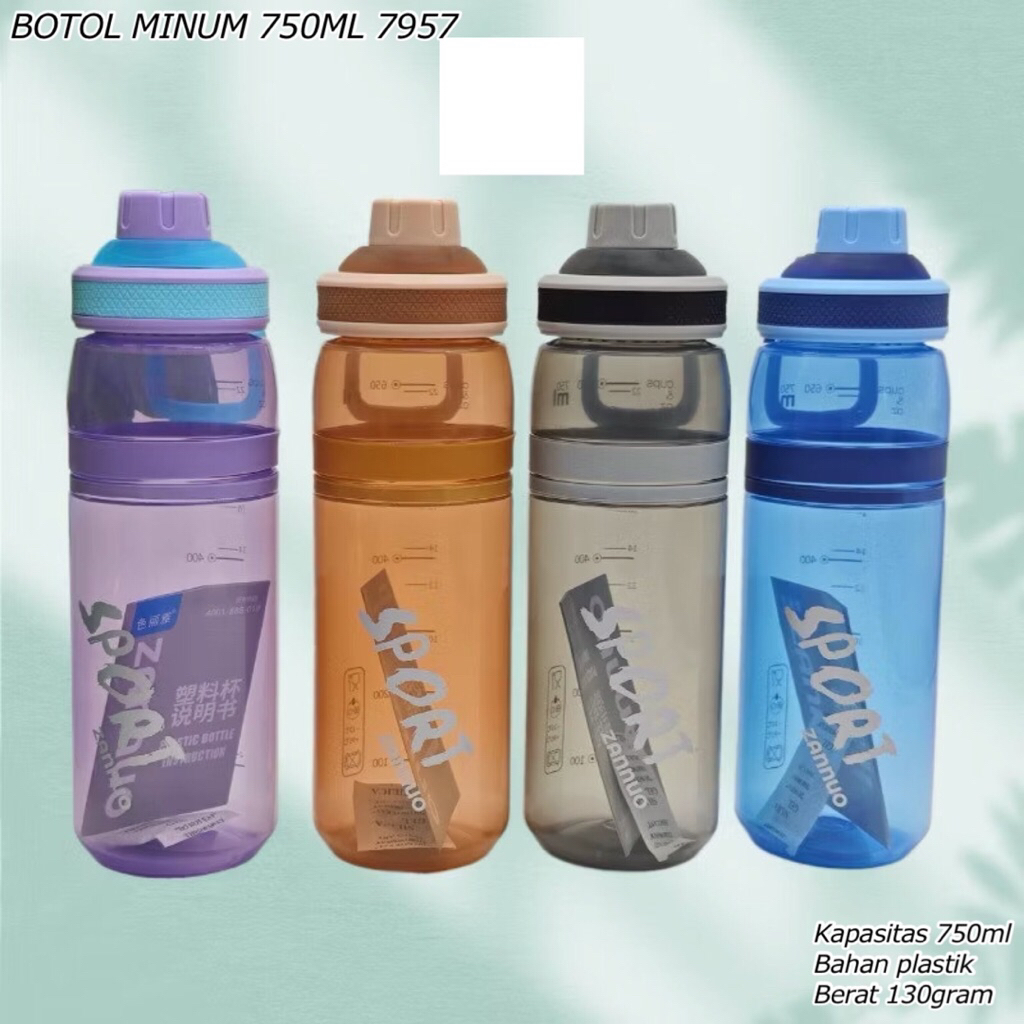 BOTOL MINUM 750ML 7957 || BOTOL AIR MINUM PLASTIK || BOTOL MINUM TRANSPARAN + PEGANGAN