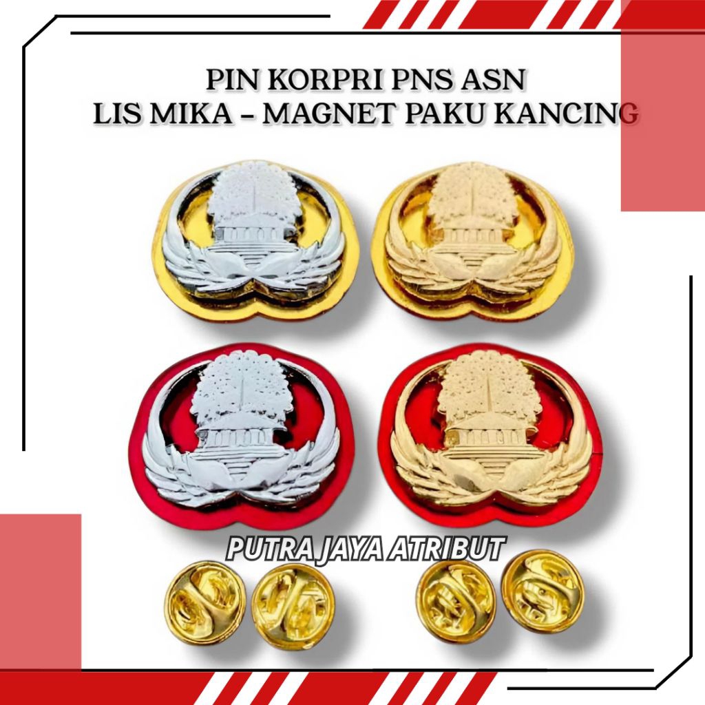 Pin KORPRI ASN PNS 3D Lis Mika Magnet Paku Kancing Lencana Atribut Dinas Terbaru Kualitas Terbaik