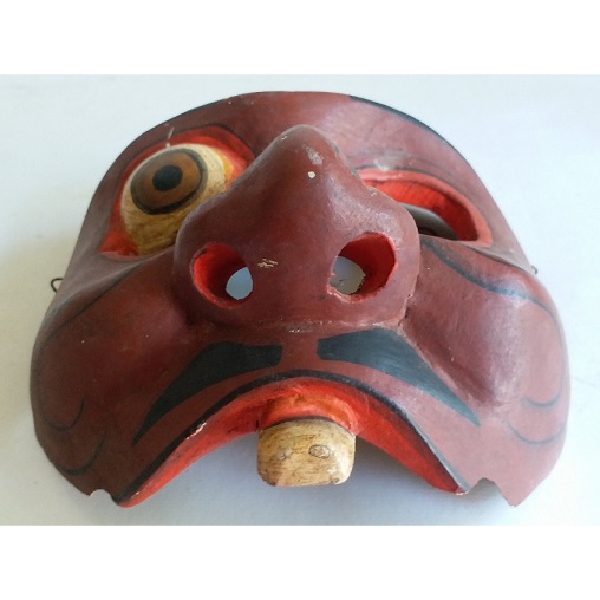 Antik seni pahatan topeng kayu primitif antik folks art figur wajah jawa