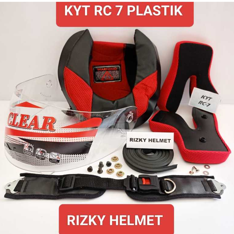 PAKET SPAREPART HELM KYT RC 7, KYT RC SEVEN, KYT RC7.  Busa Helm KYT RC7, KYT RC 7 Plastik + Kaca He