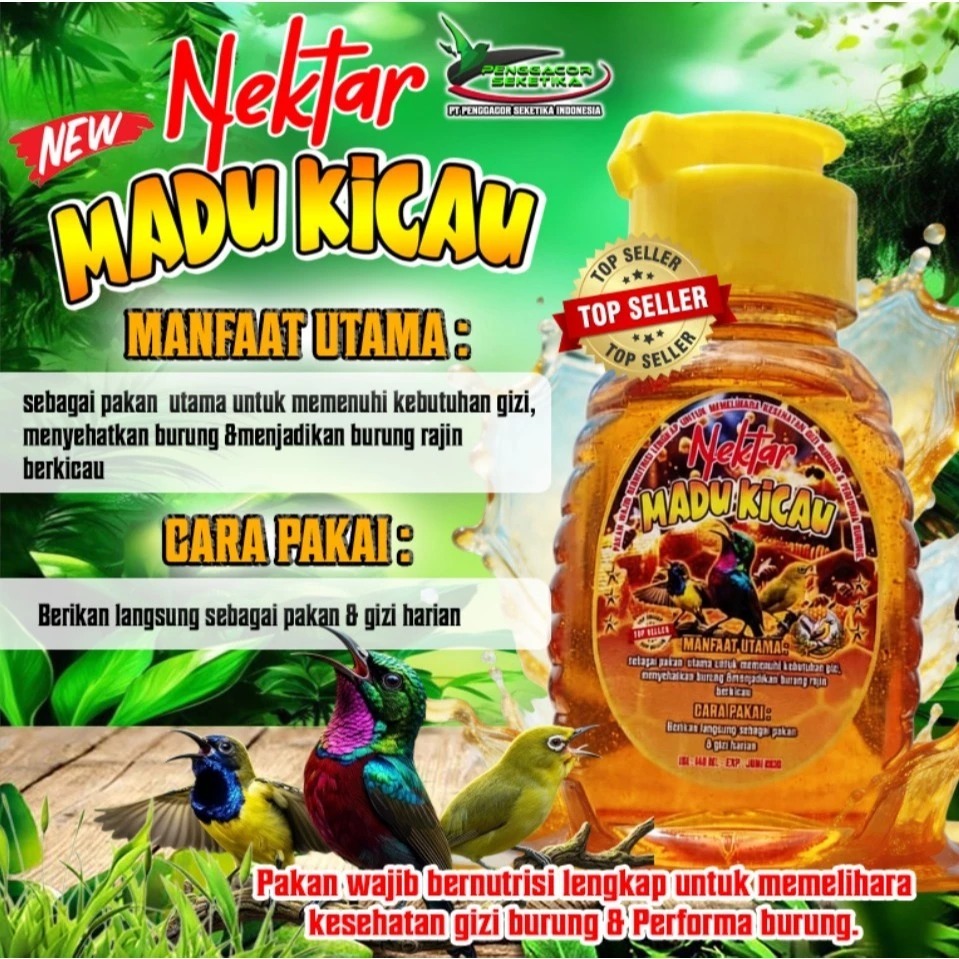 Penggacor Seketika- 1010077- NEXTAR MADU KICAW  140ML Pakan Burung Pleci Kolibri Sogon Nutrisi Lengk