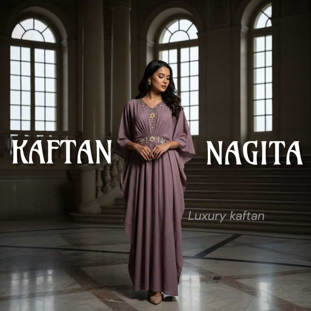 KAFTAN NAGITA KERUT MEWAH GAUN PESTA ELEGAN