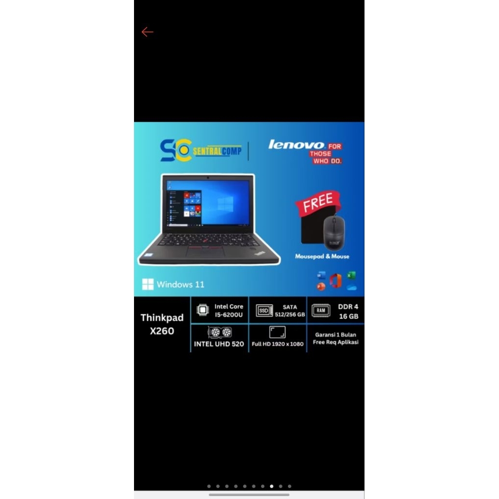 ( PL ) Laptop Lenovo X260 i5 windows 11