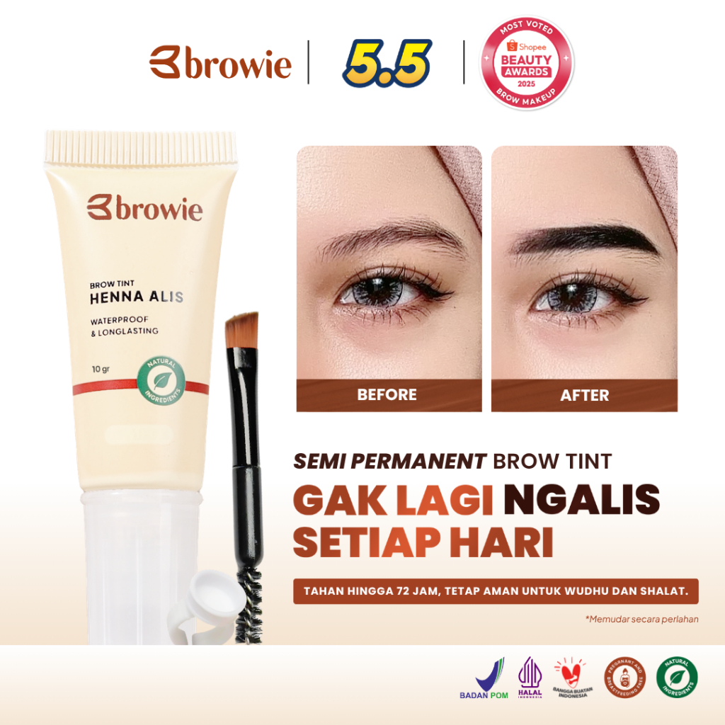 [10GR] browie Brow Tint Henna Alis | Eyebrow Gel Waterproof & Longlasting BPOM & Halal