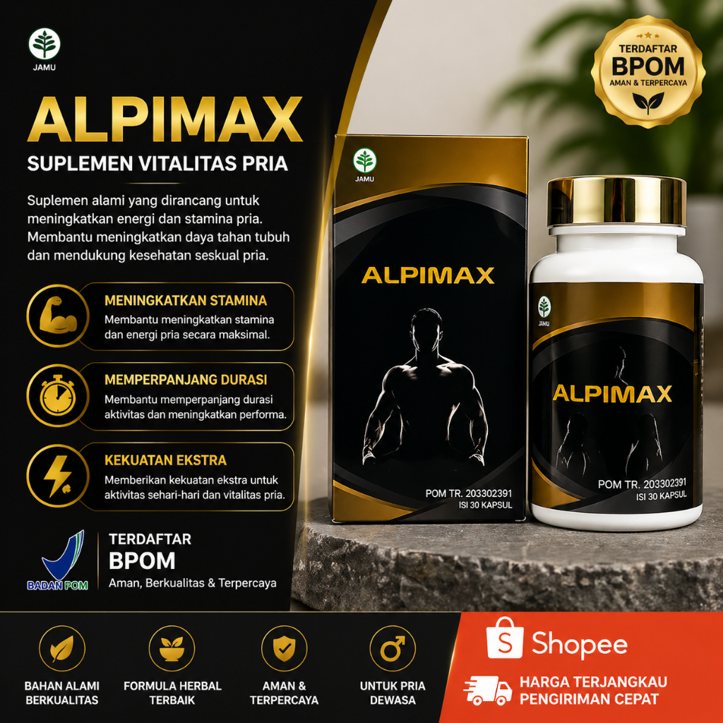 ALPIMAX Herbal Alami Obatkuat Pria Menjaga Kebugaran Stamina & Vitalitas Pria Obat Tradisional BPOM 