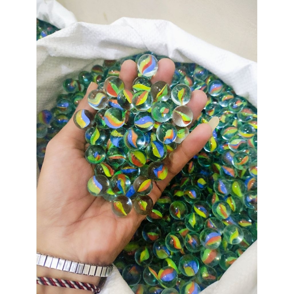 100 Pcs kelereng warna, Gandu atau kelereng mata kucing / kelereng belimbing