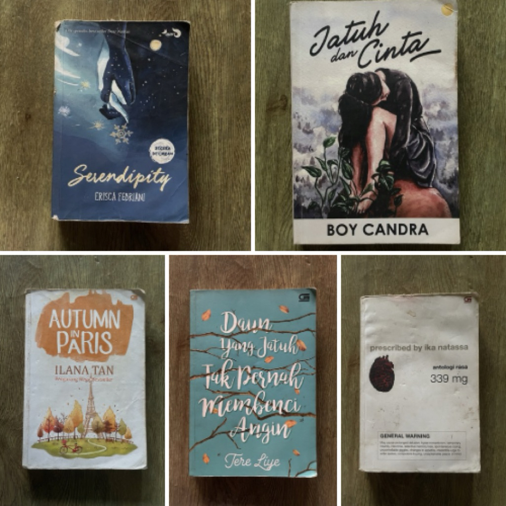 preloved buku novel original tere liye, boy chandra, ilana tan, ika natassa, erika febriani