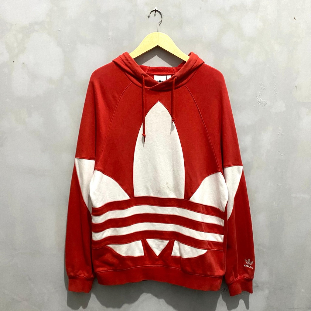 Hoodie Adidas BIG LOGO Trifoil Red kombinasi White
