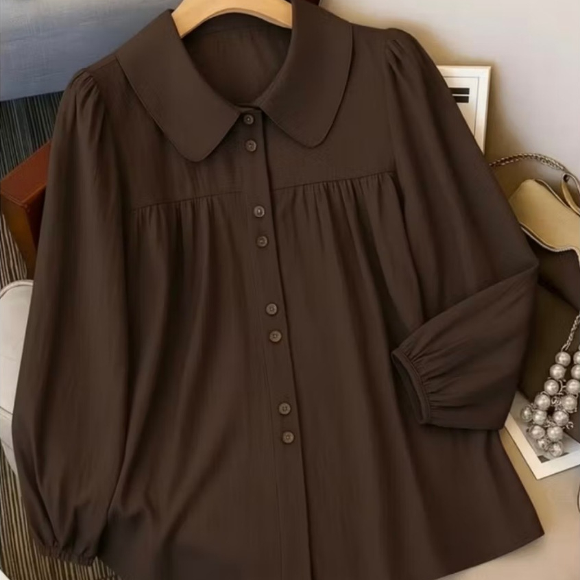 AYS-Avara Blouse Polo Linen Premium Wanita XL-XXL Baju Atasan Terbaru Kemeja Korea Style Dewasa Over