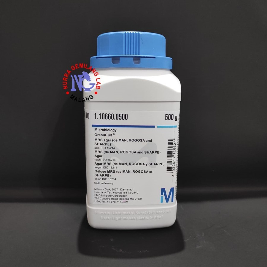 MRS Agar Merck 500 gr 1.10660.0500 | Media MRS Agar