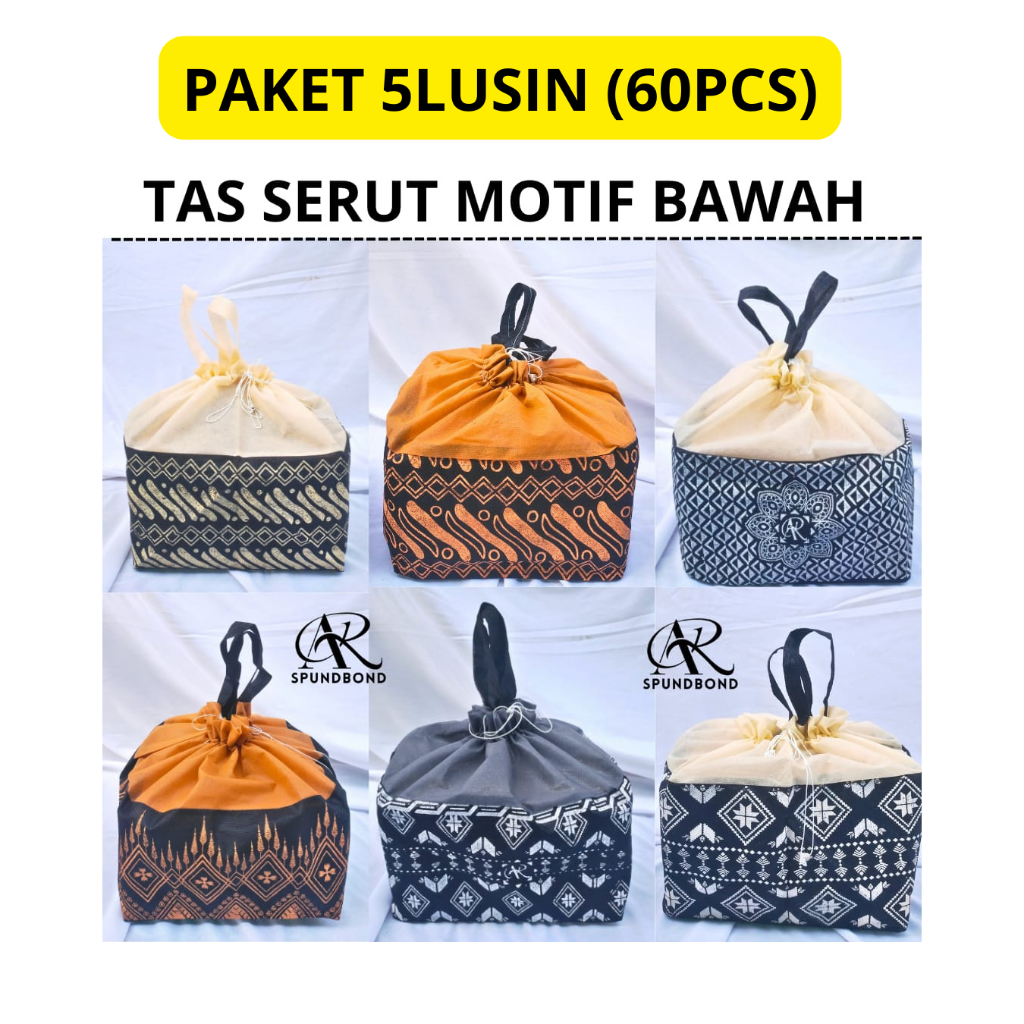 (5 Lusin 60PCS) Tas Hajatan spunbond SMB Batik | Tas Hajatan Serut Murah Lusinan 12PCS