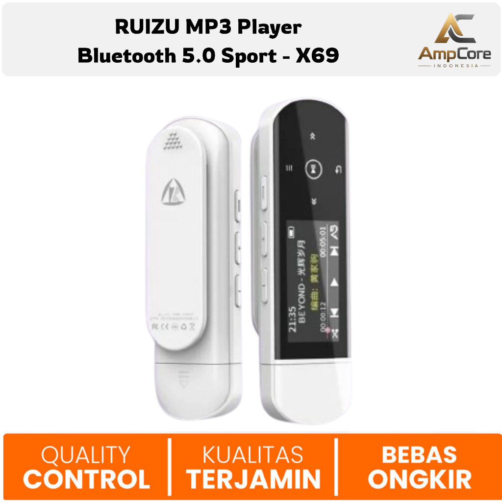 AmpCore - RUIZU MP3 Player Bluetooth 5.0 Sport Pedometer 2in1 Flashdisk Fitur Rekam Support TWS HD R
