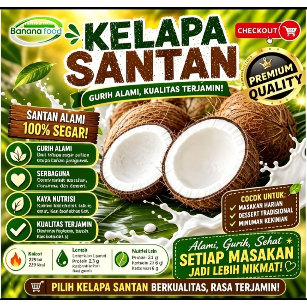 kelapa gading tua santan super 1butir 500gram-6gram
